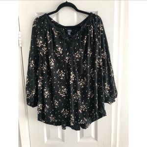 Chaps printed top with tassel ties - plus size 3x